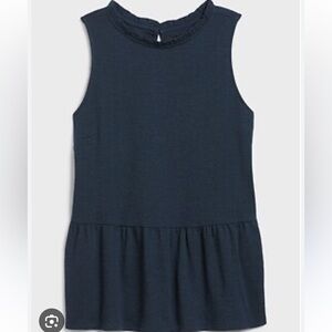 NWT navy Banana Republic ruffle neck blouse